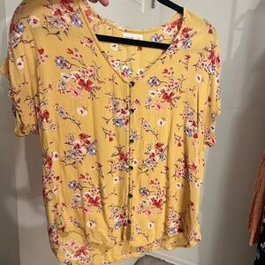 Maurices Yellow Floral Blouse